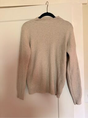 Women's Cream Ribbed Crewneck Sweater